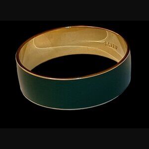 J.crew Gold Tone Green Enamel 7.75" Chunky Bangle Bracelet